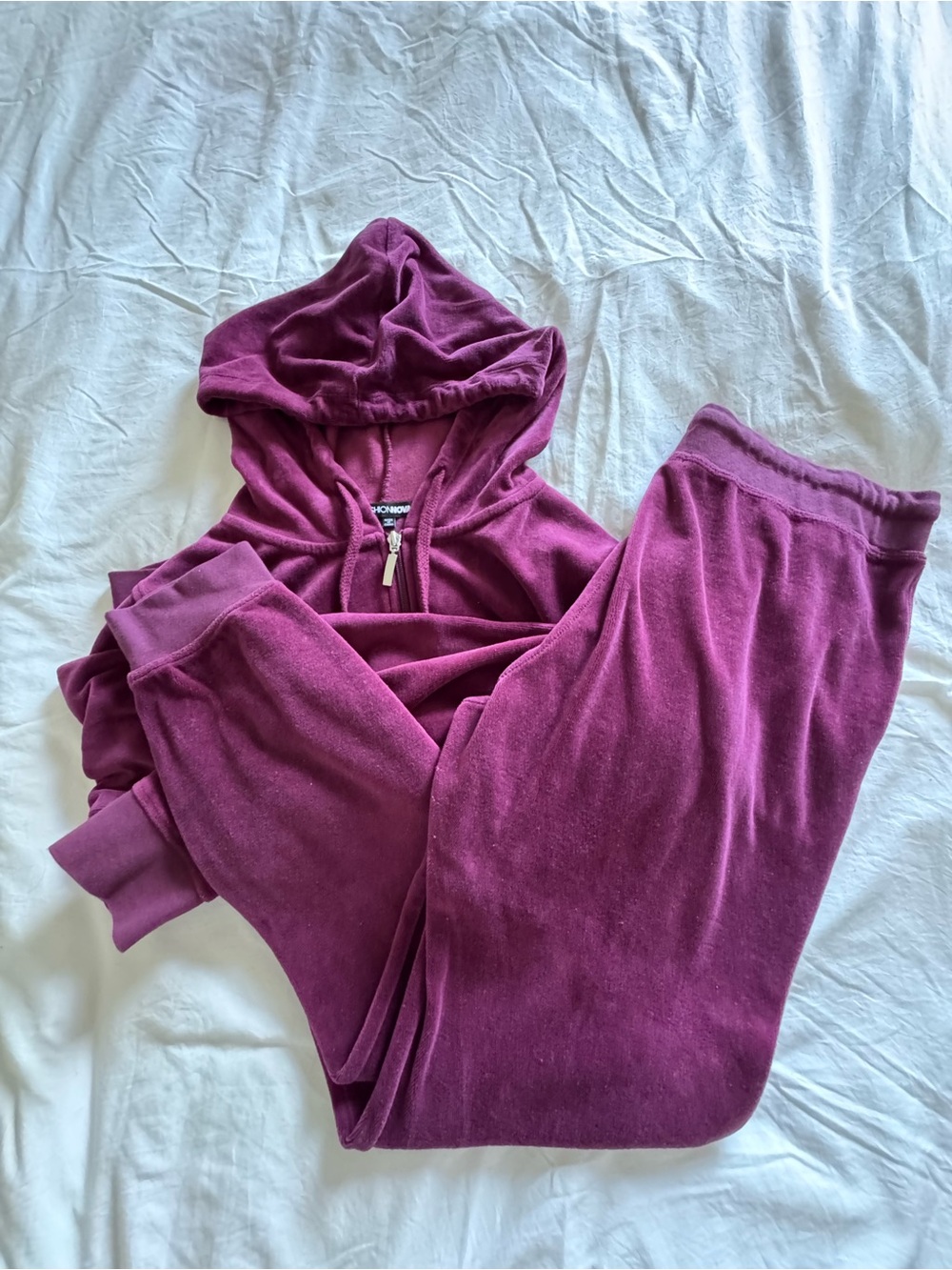 Cozy Women's Velour Hoodie Jumpsuit in Plum